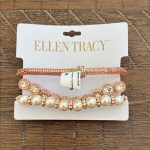 Ellen Tracy Rose Gold and Pearl Bracelet Trio